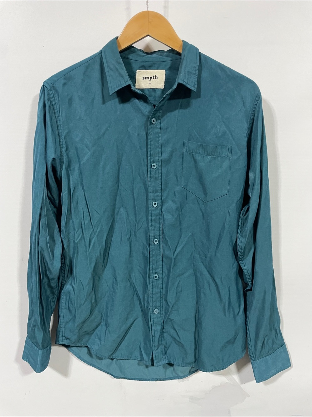 Smythe Teal Long-Sleeve Casual Button-Down Shirt